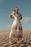 Isabeau Embroidered Maxi Dress in Cream FINAL SALE