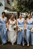 Chic V Neck Sleeveless Long Bridesmaid Dresses Simple Floor Length Bridesmaid Dress