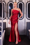 Baylor Gown Asymmetric Strapless Liquid Satin Dress