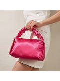 Womens Hot Pink Slouchy Handle Clutch Bags in Satin
