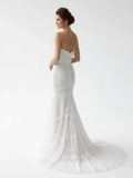 Vintage White Mermaid Lace Wedding Dress with Tassel