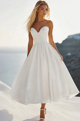 White A Line Sweetheart Graduation Dress