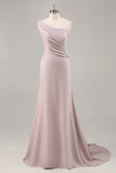 Khaki Mermaid One Shoulder Maxi Dress