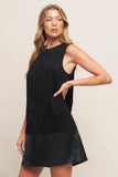 CITY SLEEK FAUX SUEDE LEATHER SHIFT DRESS