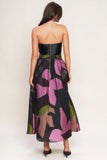 ABSTRACT ROSE BLACK MIDI DRESS FINAL SALE
