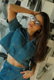 Gretta Collared Denim Top FINAL SALE