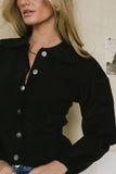 Gianna Ribbed Cardigan in Black FINAL SALE
