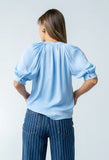 Gareth Pleated Blouse in Blue