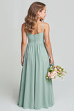 Matcha Spaghetti Straps Ruched A Line Junior Bridesmaid Dress