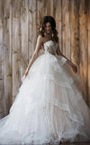 Detachable Floral Princess A Line Boho Lace Wedding Dress Elegant Chic Sweetheart Court Train Ball Gown