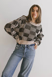 Cielo Checkered Sweater in Taupe FINAL SALE