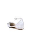 Pointed Toe Rhinestone Ankle Strap Kitten Heels