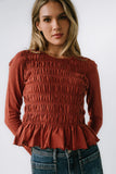 Harry Smocked Top in Brick FINAL SALE