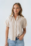 London Striped Button Up in Peach