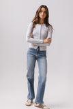 Mia Button Up Top in Grey