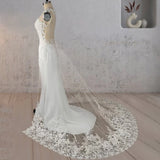 Mermaid Illusion Lace Appliqued Wedding Dress