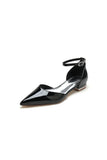 Black Low Heeled Shoes with Metal Strap