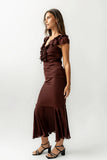Reese Ruffle Maxi Dress in Red Brown FINAL SALE