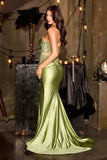 Fiona Gown Fitted Satin Dress With Floral Lace