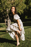 Robbie Floral Midi Dress in Beige
