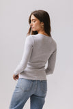 Mia Button Up Top in Grey
