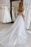 A Line Sweetheart Tulle Appliques Wedding Dresses