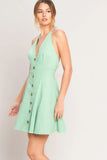 LOVELY CHARM MINT HALTER MINI DRESS