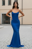 Daris Gown Cobalt Blue Cat Eye Scoop Neckline Dress