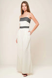 MEET AT THE PIER CREAM RIC RAC TRIM WIDE LEG JUMPSUIT