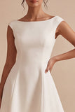 White A Line Bateau Neck Mini Dress
