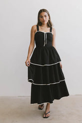 Liza Contrast Trim Dress in Black FINAL SALE