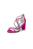 Sexy Open Toe Thin Strap Chunky Heels With Rhinestone