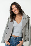 Kinzey Lace Trim Top in Heather Grey