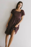 Karrie Embroidered Midi Dress in Purple FINAL SALE