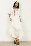 Elvie Peplum Tie Blouse in White FINAL SALE