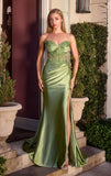 PETRA GOWN STRUCTURED BODICE WITH PLEATED DETAIL