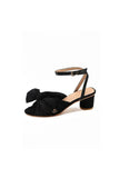 Outdoor Satin Peep Toe Chunky Heel Shoes With Buckle Bowknot