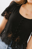 Angel Lace Trim Blouse in Black FINAL SALE