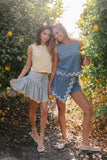 Andee Floral Mini Skirt in Blue