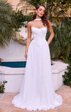ISABELLA GOWN OFF WHITE STRAPLESS CHIFFON DRESS WITH SCARF