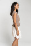 Misha Ruffle Top in Taupe