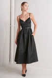NOIR TAPESTRY NAVY GOLD MIDI DRESS