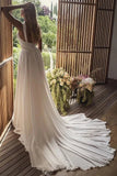 Bohemian A Line Long Chiffon Sweetheart Wedding Dresses