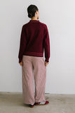 Ada Gingham Wide Leg Pants in Burgundy FINAL SALE