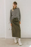 Rylie Denim Maxi Skirt in Olive FINAL SALE