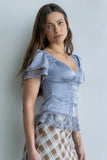 Brittany Satin Top in Blue