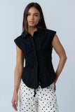 Remi Pleated Button Up in Black