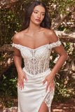 Rosaline Gown Off White Floral Off The Shoulder Dress