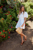 Odette Ric Rac Mini Dress in Blue FINAL SALE