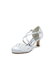 Sweet Round Toe Thin Strap Chunky Heels with Lace